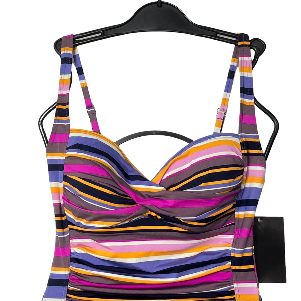 Simply Swim Multicolor Striped Twist One Piece - Picture 2 of 8